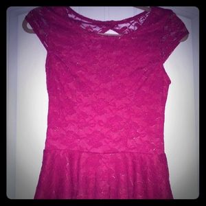 BXC lace babydoll lipstick red top w cutout back